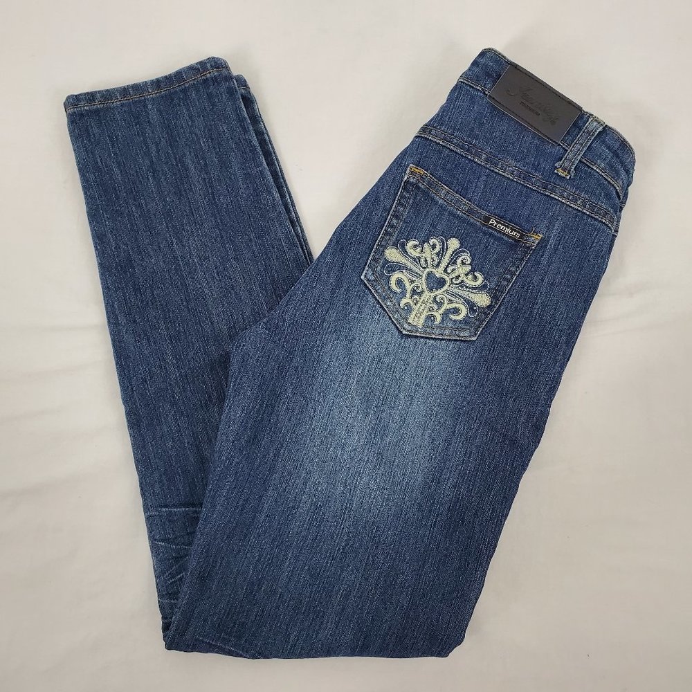 Jeanbay Mid Rise Skinny Cropped Jeans Blue Women 6